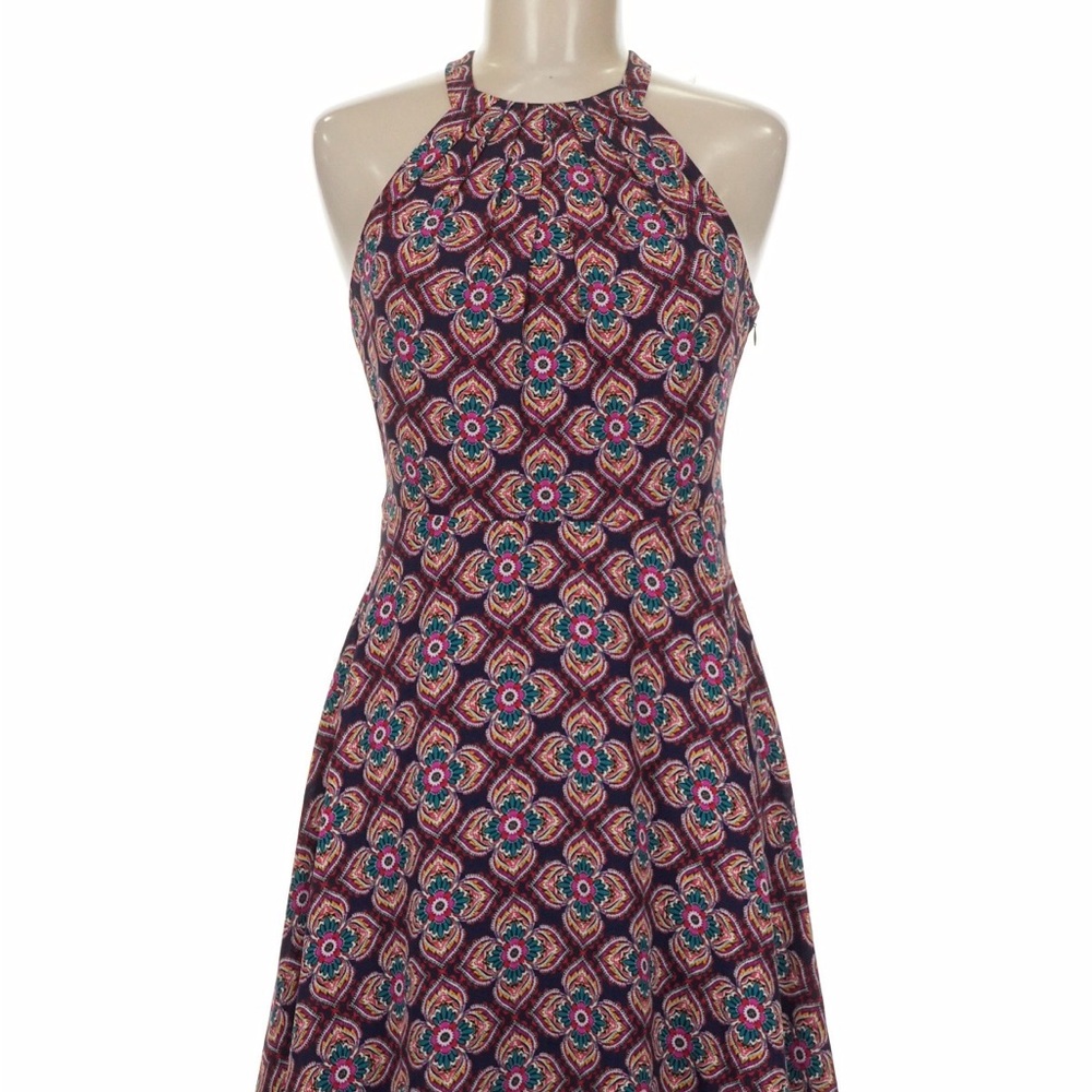 Express Navy Halter Dress with Pink & Teal Floral Print